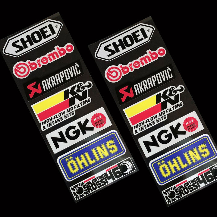 2PCS/Lot SHOEI Brembo AKPAPOVIC KN NGK OHLINS Rossi46 Reflective
