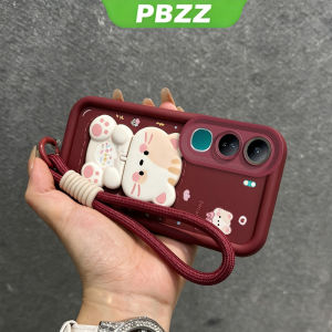 Feadship Case for vivo v40 v50 v60 lite Y19S y29s y29t y04 Y04S Y21D Y31 5G Y29 4g phone casing Softcase new design aesthetic with holder for girls cute pink cat JTDTMZJ1