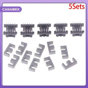 【CANAMEK】 5Sets EE19 5 With 5pin Transformer Bobbin PC40 Ferrite Core Vertical 10 Ferrite Halves And 5 Bobbin Magnetic Core Bobbins