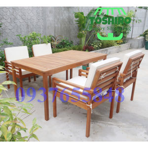 Bộ bàn ăn 4 ghế Orlando cao cấp bàn vuông gỗ tự nhiên chuyên làm bàn ăn cafe ban công sân vườn (hàng xuất khẩu)