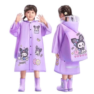 Kids Cartoon Raincoat Cartoon Style Poncho Transparent Raincoat With Brim Waterproof Raining Cover