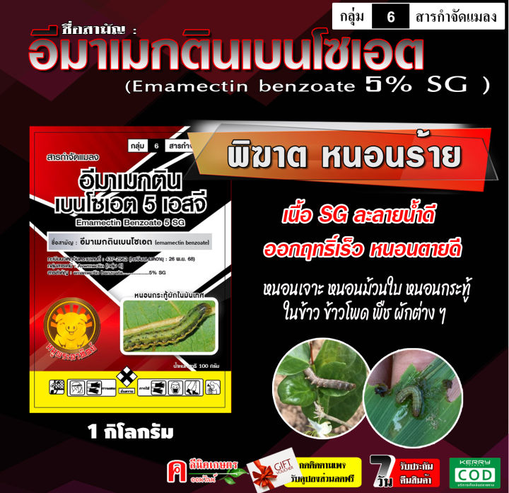 อีมาเมกติน เบนโซเอต 1 กิโลกรัม เนื้อ SG กำจัดหนอนกระทู้ข้าวโพด