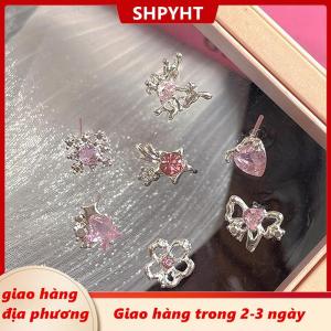 [COD] SHPYHT Giao hàng địa phương 6Pcs Thời Trang Ngọt Ngào Tim Stud Bông Tai Cho Phụ Nữ Cô Gái Cá Tính Thời Trang Khí Bông Tai Đồ Trang Sức Phụ Kiện Quà Tặng