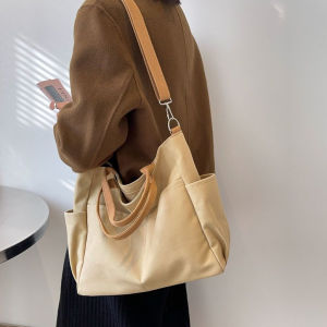 [SG SELLER] 3 Colors - Daily School Messenger Canvas Pockets Fits A4 Women Zipper Shoulder Sling Bag