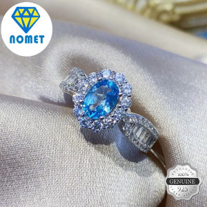 【Hot Sale+Ready Stock】Sky Blue Topaz Diamond Simple Temperament Open Ring Female Ring