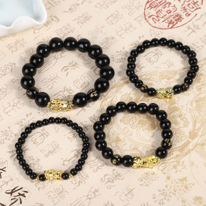 Hangdian retro phong thủy Pixiu Vòng đeo tay đính cườm với câu thần chú sáu từ cho may mắn và sự giàu có