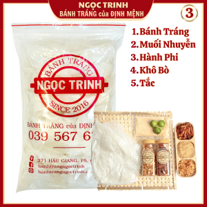 Bánh tráng muối nhuyễn hành phi khô bò cao cấp siêu ngon Bánh Tráng Ngọc Trinh (Túi 350G)