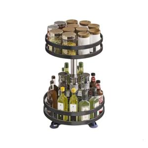 Countertop Storage Rack Adjustable Round Shelf for Kitchen Bathroom Accessory Sturdy Metal Construction