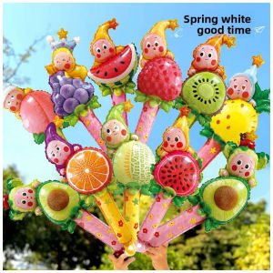 Starry Fruit Plush Handheld Balloon Cartoon Fruit Balloon Series for Baby Birthday Party Kindergarten Graduation Decoration Event Gift Self-Sealing Reusable