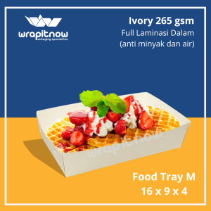 (Isi 20 pcs) Paper Food Tray M 16x9x4 / Nampan Makanan Kertas Piring Kertas Alas Kentang Sosis Burger