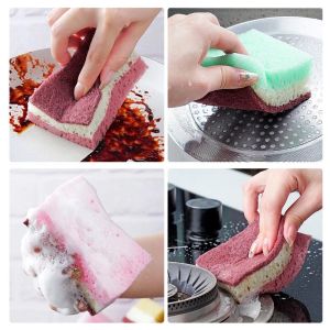 5/10pcsDual-Side Multi purpose Sponge Scourer Cleaning Scrub Kitchen Dish Scrubber Rag Wash Scouring