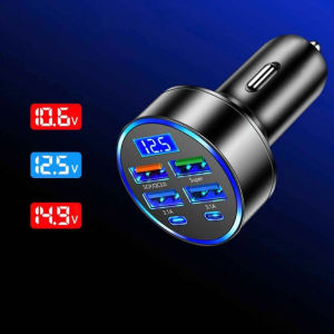 Tẩu Sạc Nhanh 4 Cổng 66W USB Type-C QC3.1A Thông Minh Cho Xe Hơi 120W Có Đèn LED Cho Xe Hơi-ESTLA