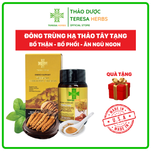 (Hàng Mỹ) Viên uống hỗ trợ tăng đề kháng và hệ miễn dịch chiết xuất Đông Trùng Hạ Thảo Tây Tạng Teresa Herbs - Lọ 60 viên