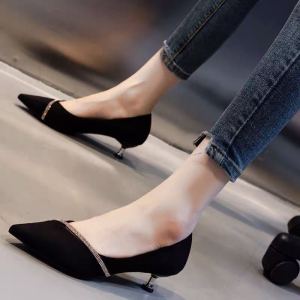 [Free Shipping] Low-Heeled WomenS Shoes New Spring/Autumn Collection Versatile High Heels Stylish Stiletto Heels For Young Women 3Cm Heel Height