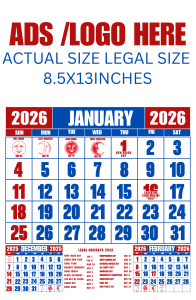 2027 Commercial Calendar with High tide and low tide Details Bind .With Metal Clip..