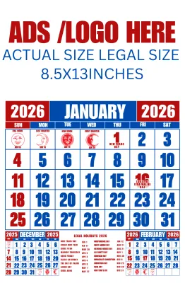 2027 Commercial Calendar with High tide and low tide Details Bind .With Metal Clip..