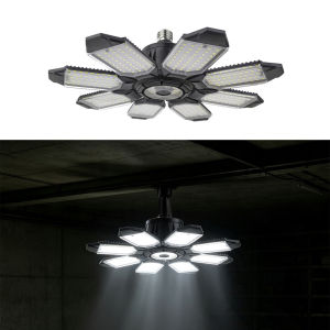 200W LED Garage Light 20000LM E26 E27 Deformable Ceiling Lighting 8 Adjustable Panels 6500K Daylight Super Bright Shop Fixture For Basement Workshop Attic Lighting Lamps