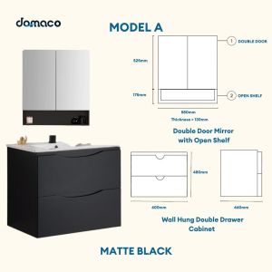 Baron A110 Stainless Steel Basin Cabinet With Sit In Basin & Heavy Duty OEM Vanity & Mirror Cabinet Sets