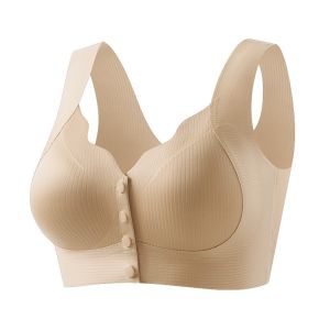 Thread Front Button Underwear Women Simple Seamless Soft Underwear Widen Shoulder Straps Push-up Bra