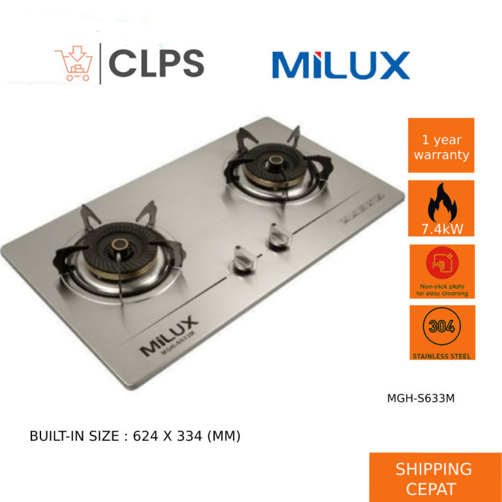 Milux Stainless steel Premium Builtin Gas Hob MGHS633M MGHS666M Gas