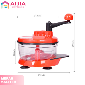 Aijia 2.5L Blender Penggiling Manual Bumbu Pencincang Daging Sayur Serbaguna Chopper Stainless