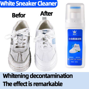 White Sneaker Cleaner Remove stains deodorize and whiten them  Shoe cleaning brush and shoe cleaner