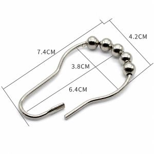 12Pcs Stainless Steel Curtain Rings With Roller Shower Curtain Hooks For Curtain Hanging Install