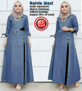 MF PROMO SALVIA MAXI ( L XL XXL & 3XL 5 Warna ) Pakaian Gamis Maxi Jumbo Baju Atasan Muslim Wanita Fashion Hijab Terbaru