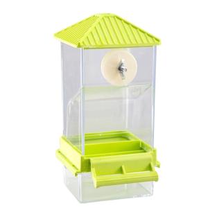 Bird Feeding Station Transparent Bird Feeder Dispenser for Parakeets and Small Parrots with Easy Refills Top Lid