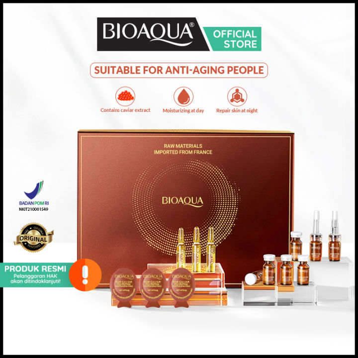 【BPOM】BIOAQUA Roe Caviar Polypeptide Moisturizing Essence Set Lazada