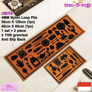 Tren-D-rugs Karpet Keset bulu alas lantai ruang tamu dapur panjang lorong runner kitchen mat anti slip murah 1 set isi 2 pcs - NMs