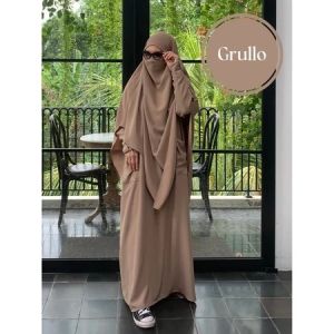 Ghina Abaya By Mahiza l Gamis Syari Anti UV Abaya 1 Set French Khimar Umroh Haji Umrah Set Abaya Cantik Baju Muslimah