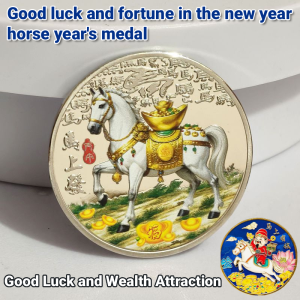 Year of the Horse Commemorative Medal Good Luck and Wealth Attraction CNY Zodiac Horse New Year Commemorative Coin Horse-to-Success