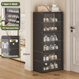Shoe Cabinet Plastic Box Penyimpan Kotak Kasut Black Shoe Rack Kasut Racks shoe box Kasut Stackable Storage Indoor 鞋柜