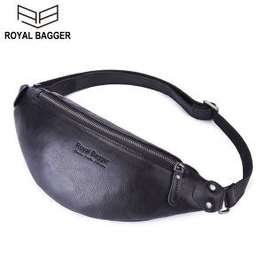 Royal Bagger Shoulder Bag Waist Packs For Men Casual Genuine Cow Leather Crossbody Bags Crazy Horse Leather Sling Outdoor Sports Bags Cool Man Business Casual Retro Fashon Vintage