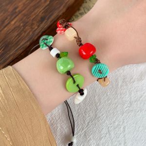 Sweet color apple star bracelet cute girl heart design woven hand rope niche high value versatile jewelry