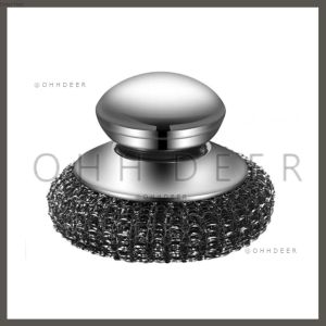 OHHDEER Scrubber With Handle Scrubbing Wire Ball Cleaning Brush Wash Steel Cleaning Pots Pans Grill