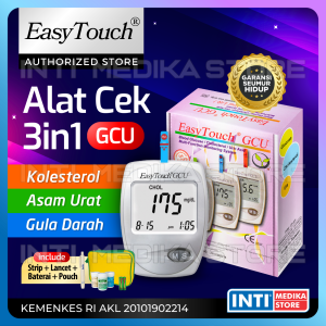 EASYTOUCH - Alat Cek 3in1 GCU Gula Darah + Kolesterol + Asam Urat with LCD Display | Blood Glucose Cholesterol Uric Acid Multi-Function Monitoring System Easy Touch
