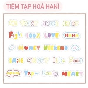 Set 40 miếng dán sticker trong họa tiết xinh xắn Trang trí văn phòng sách vở máy tính bình ly nước điện thoại.