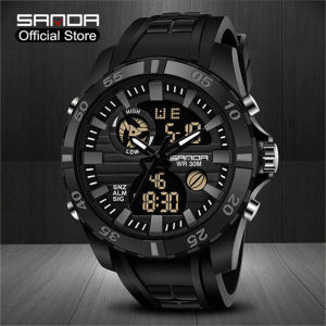 SANDA Đồng Hồ Nam Chính Hãng Niêm Yết Mới Đồng Hồ Thể Thao Chống Nước Đồng Hồ Quartz Kỹ Thuật Số Cho Nam Đồng Hồ Bơi LED Màn Hình Kép Sang Trọng Thương Hiệu