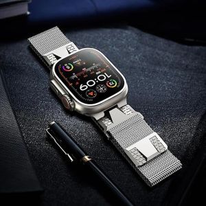 Magnetic strap for apple watch Series 10 9 8 7 6 5 4 se band 42mm 46mm 45mm 44mm ultra2 stainless steel milanese loop smart watch band for apple watch Ultra 2 49mm strap