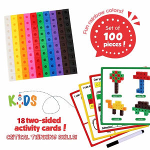 100Pieces 2CM Block Cube Toys 18 Pages 36 Sides Activity Cards Math Building Blocks for Kids