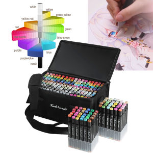 Touch Markers - Dual Tip Alchohol Based Markers Brush Tip and Broad Order in12/24/30/40/60/80/120/168 sets Dual-tip Marker Pen with Holder