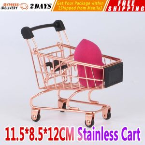 Baby Pretend Toy Supermarket Hand Trolley Mini Shopping Cart Desktop Decoration Storage Toy Gift Dollhouse Furniture Accessories Mini-Handcart