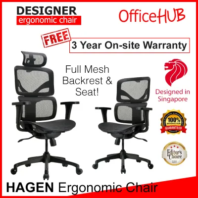 OFFICEHUB Executive Office Chair HAGEN Highback MidBack Chair Mesh chair High back Mid Back chair Gaming Chair Mesh Chair Herman Miller Ergonomic Chair Study Chair Kids Chair Study Table 3 Years Warranty Sg Seller