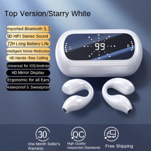 Bone Conduction Earphone Bluetooth 5.3 Ear Clip on Ear Earring Wireless Earbuds Sports Hifi Headsets Ear Hook With Mic