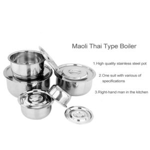 5in1 Stainless Steel Cooking Stock Pot Set Kitchen Stainless Steel Food Container