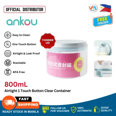 Ankou Airtight 2000ml 1Touch Button Milk Powder Storage Container with Scoop and Holder Aesthetic Opening Pop Up Design Storage Container Insect Resistant Leak Proof Containers with Lid Airtight Baby Feeding Storage - VMI Direct