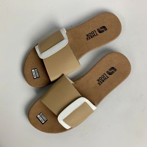 CLARA 3LOOK Sandal Wanita Anti Slip Sol Karet Flat Slide Slip On Pastel Color Mocca Ruffle Flat Series Terbaru 2024