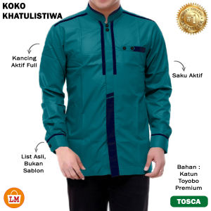 Baju Pria Muslim KOKO KHATULISTIWA List Lengan Panjang Big Size S-XL / LMS 27356